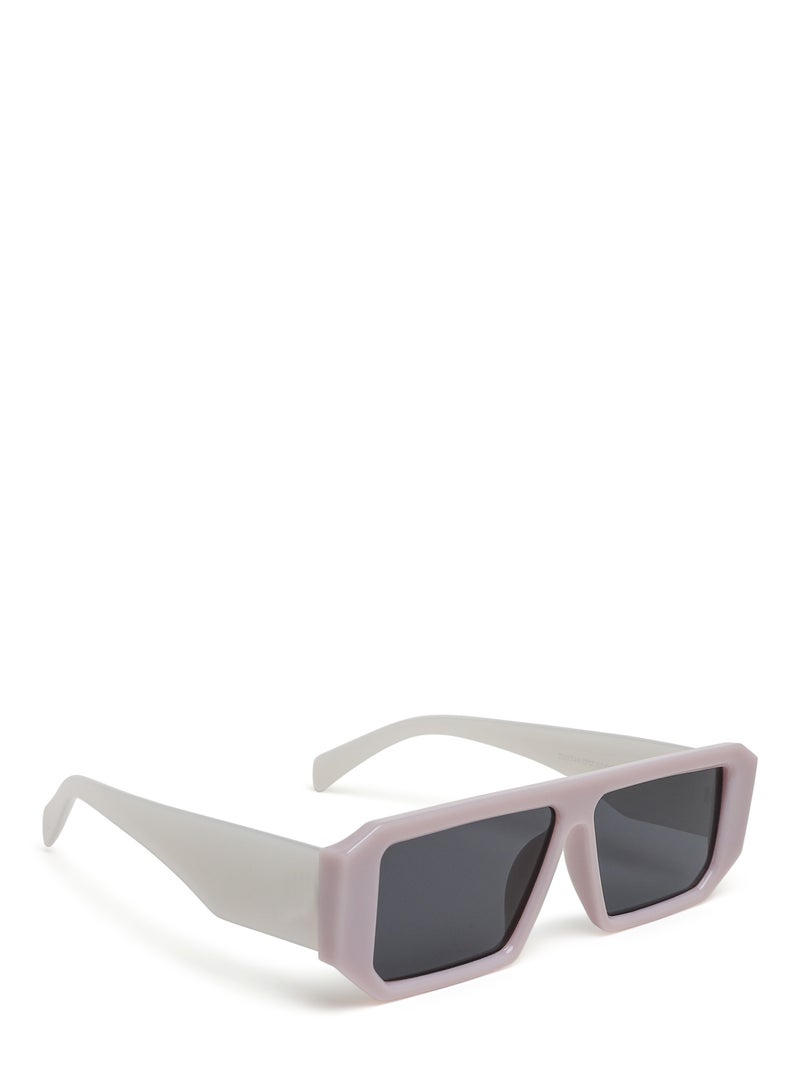 London Rag Flat Bridge Rectangular Sunglasses in Jelly White - Image 2