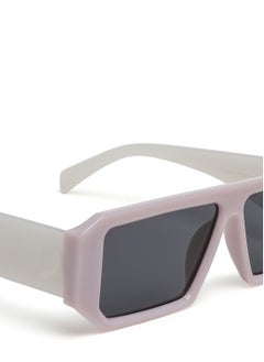London Rag Flat Bridge Rectangular Sunglasses in Jelly White  - Image 4