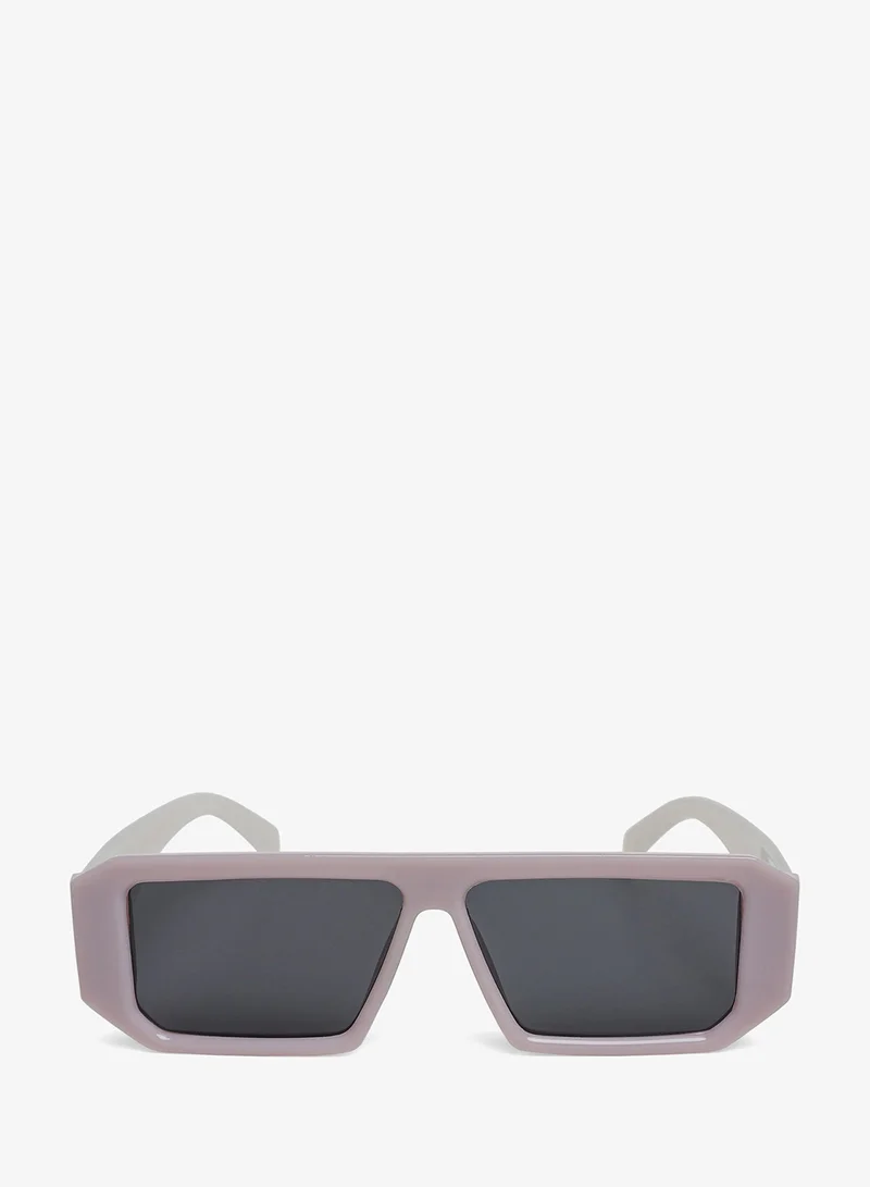 London Rag Flat Bridge Rectangular Sunglasses in Jelly White