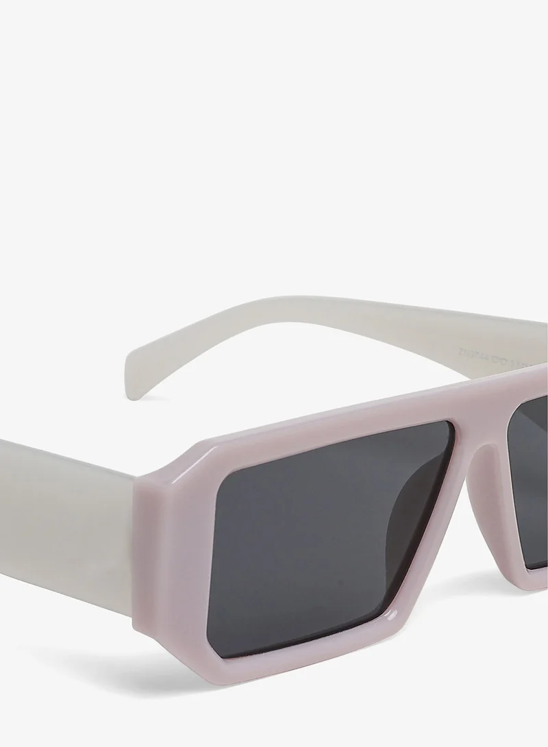 London Rag Jelly White Flat Bridge Rectangular Sunglasses in Jelly White for Women | Best Price UAE