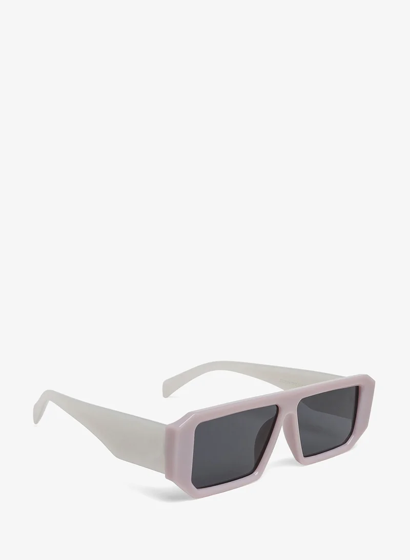 London Rag Flat Bridge Rectangular Sunglasses in Jelly White