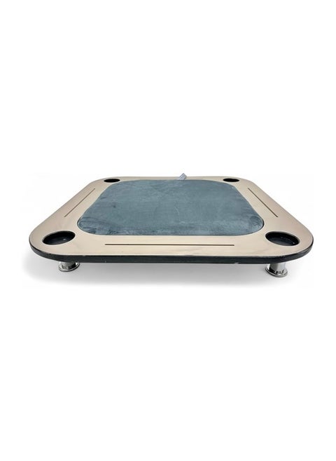 2 In 1 Floor Wooden Ploot Play Cards Table with Jackaroo Wooden Board Game, Wood Baloot Table Med-Size with Jackaro, Plot Table and Jakaro with Glass Marbles and Playing Cards