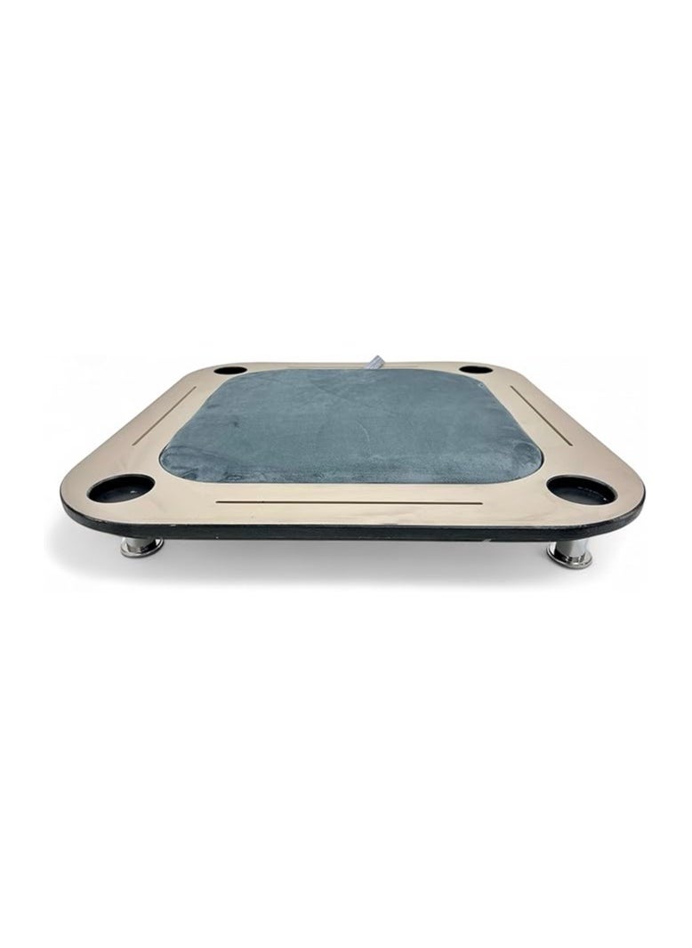 2 In 1 Floor Wooden Ploot Play Cards Table with Jackaroo Wooden Board Game, Wood Baloot Table Med-Size with Jackaro, Plot Table and Jakaro with Glass Marbles and Playing Cards