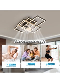 Ganeed Ganeed Ceiling Fans with Light Small Black Ceiling Fan Light Fixture LED Ceiling Lighting Indoor for Bedroom Kitchen  - Image 5