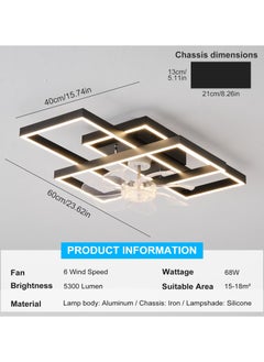 Ganeed Ganeed Ceiling Fans with Light Small Black Ceiling Fan Light Fixture LED Ceiling Lighting Indoor for Bedroom Kitchen  - Image 2