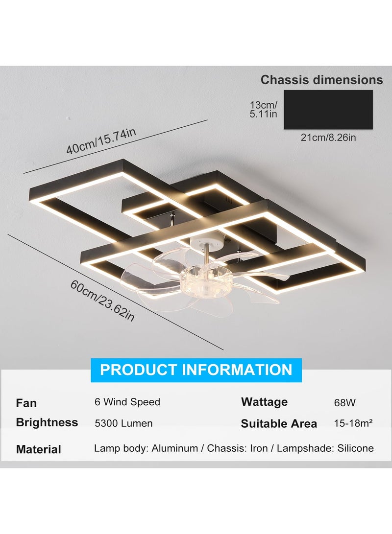 Ganeed Ganeed Ceiling Fans with Light Small Black Ceiling Fan Light Fixture LED Ceiling Lighting Indoor for Bedroom Kitchen  - Image 2