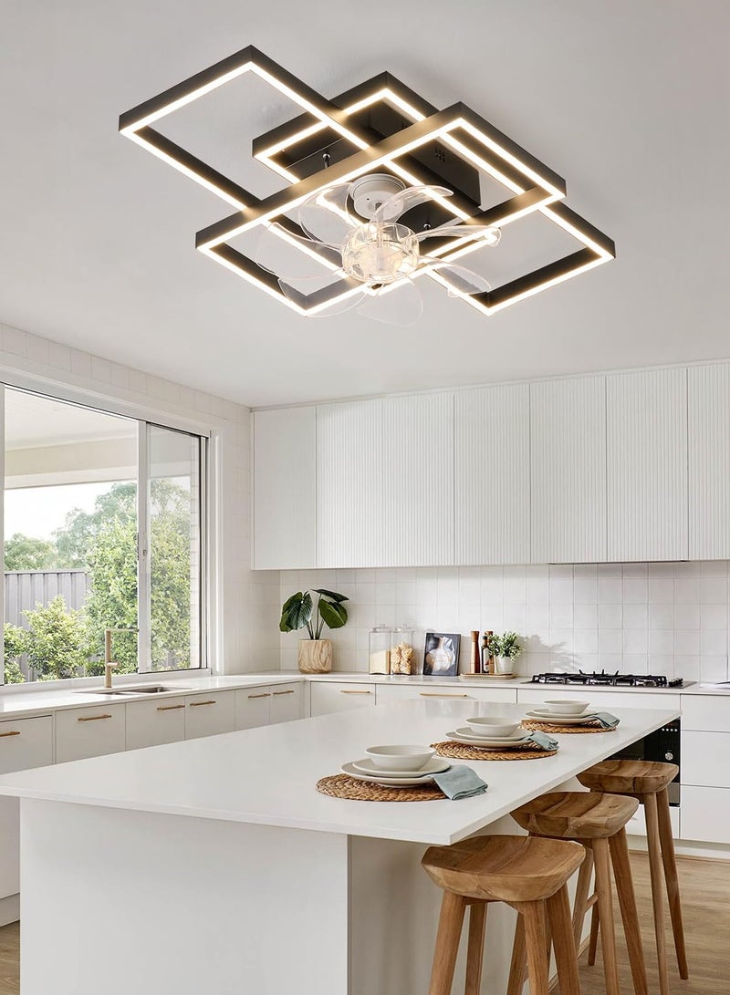 Ganeed Ganeed Ceiling Fans with Light Small Black Ceiling Fan Light Fixture LED Ceiling Lighting Indoor for Bedroom Kitchen  - Image 1