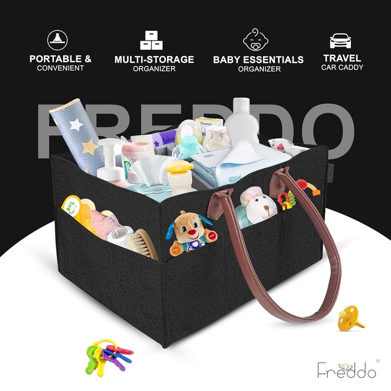 FREDDO منظم حفاضات فريدو للأطفال للسفر بالسيارة وحاوية تخزين للحضانة - لون رمادي داكن، عبوة من قطعة واحدة - Image 5