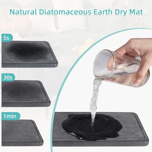 NANAGIFTREE Toothbrush Holders, Bathroom Organizers and Storage with Instant Drying Stone, 6 Slots Bathroom Accessories with Adjustable Toothpaste Holders, Bathroom Counter Organizer, Black - Image 2