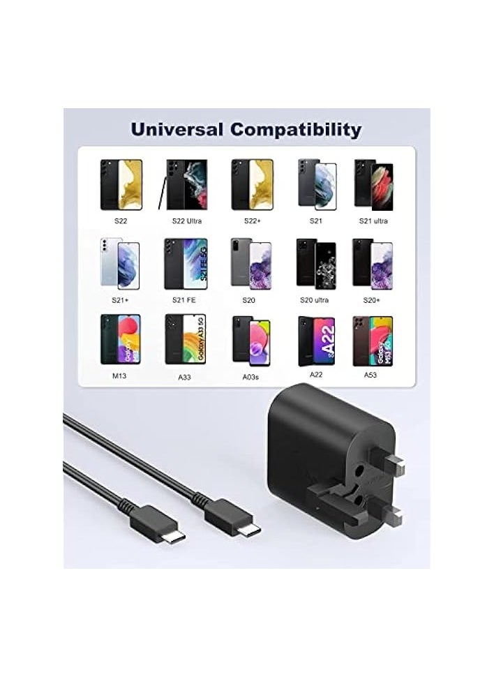 IBERLS - 25W Charger Type C Fast for Samsung Galaxy S24, S23, S22, S22 Ultra, S22+, S21, S20, A15, A25, A35, A55 5G, A05, A54, A53, A34, A32 TAB,USB C Super Fast Charger Adapter with 1.5m USB C Charging Cable - Image 1