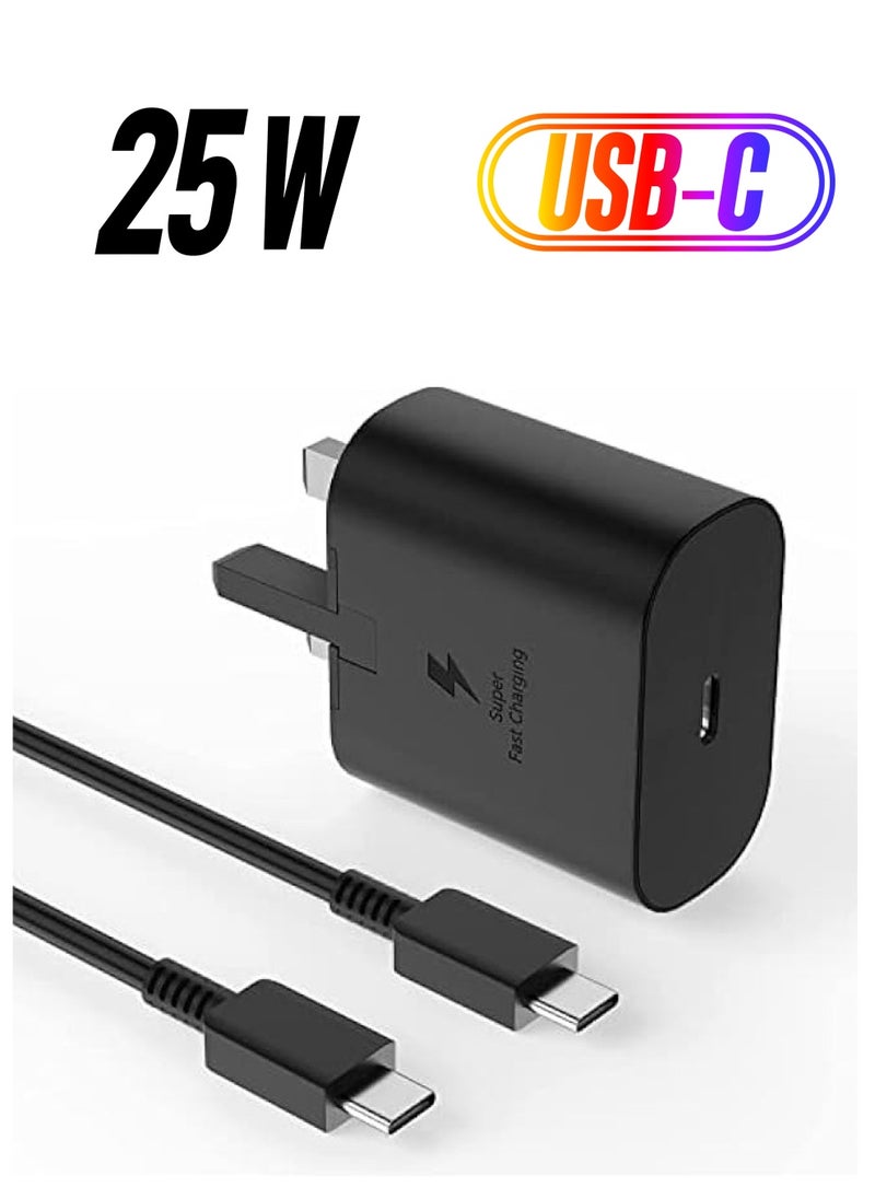 IBERLS - 25W Charger Type C Fast for Samsung Galaxy S24, S23, S22, S22 Ultra, S22+, S21, S20, A15, A25, A35, A55 5G, A05, A54, A53, A34, A32 TAB,USB C Super Fast Charger Adapter with 1.5m USB C Charging Cable - Image 1
