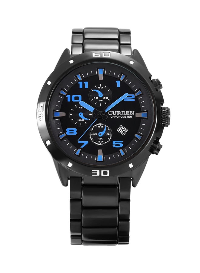Men's Water Resistant Stainless Steel Chronograph Wrist Watch 2018081969 - Black