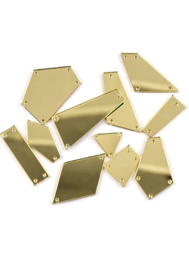 50 Pieces Gold Sew on Mirror Rhinestones Acrylic Sew on Mirrored Beads for Suits Dress Costume Accessories (Gold)  - Image 1
