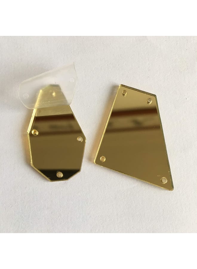 50 Pieces Gold Sew on Mirror Rhinestones Acrylic Sew on Mirrored Beads for Suits Dress Costume Accessories (Gold)  - Image 3