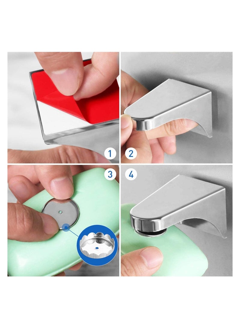 SYOSI - 3pcs Magnetic Soap Dish Rack Soap Drain Rack Strong Suction Wall Mounted Magnetic Soap Dispenser Storage Rack Soap Container for Bathroom Kitchen Home - Image 1
