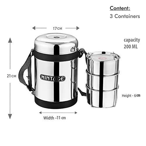 Mintage Stainless Steel Lunch Box GLOBUS 35+Years of Innovation and Quality (Lunch Box Globus, Lunch Box 3c) - Image 2