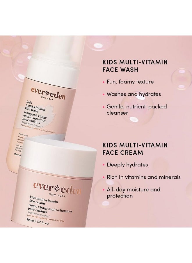 Evereden Evereden Kids Happy Face Duo (Cool Peach) - Multi-Vitamin Kids Face Wash & Kids Face Cream Set - Clean & Vegan Skin Care for Kids 3+ - Moisturizing, Nourishing, & Protective Kids Skin Care Set  - Image 2