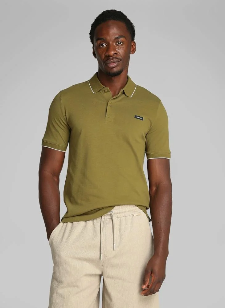 CALVIN KLEIN Stretch Pique Tipping Polo