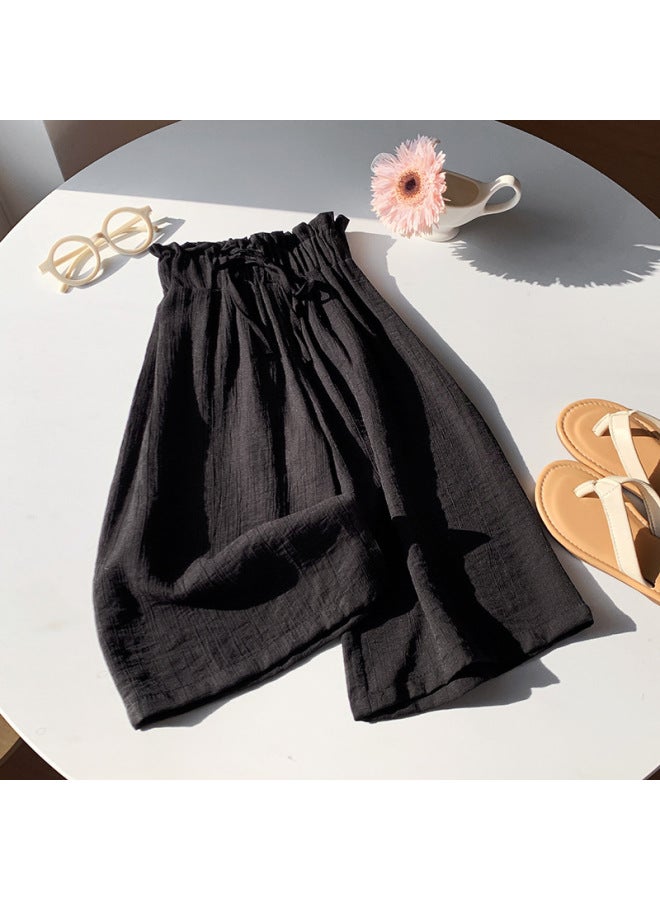 New Korean Style Girls' Loose Wide-leg Shorts Summer Cotton And Linen Breathable Children's Casual Pants Candy Color Versatile