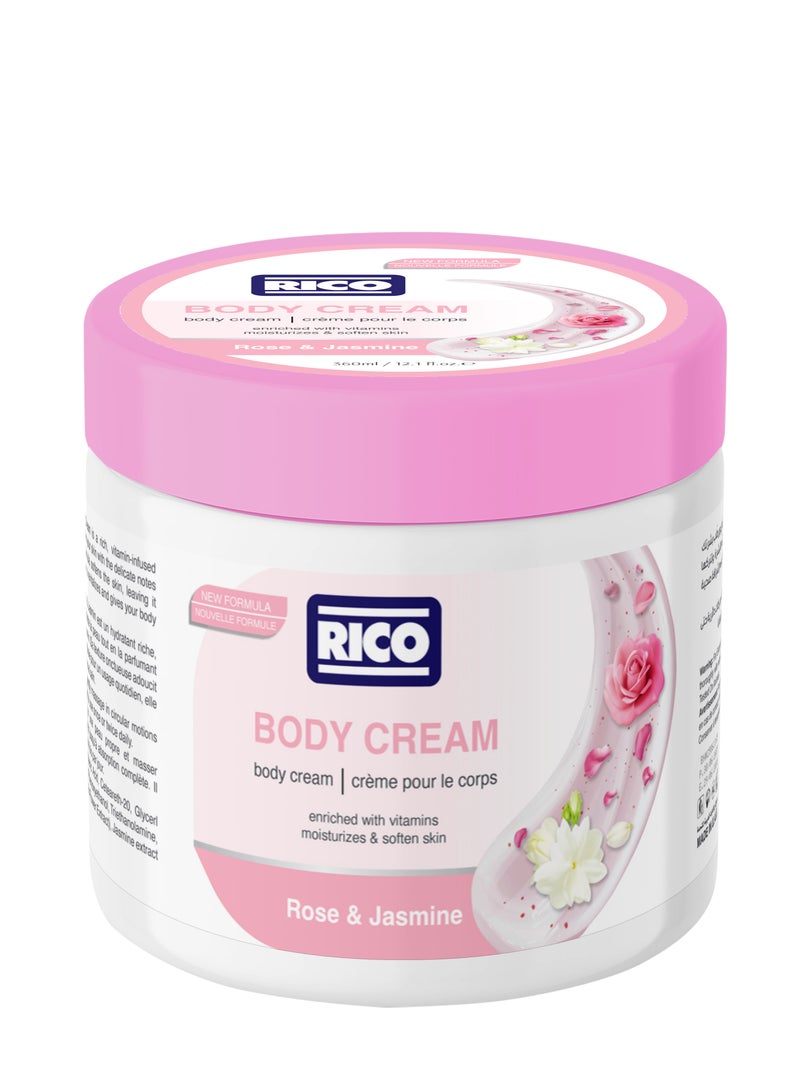 RICO SKINCARE Moisturizing Body Cream for Dry Skin with Glycerine, Vitamin E, Dimethicone, Rose & Jasmine, 360ml, All Skin Types - Image 4