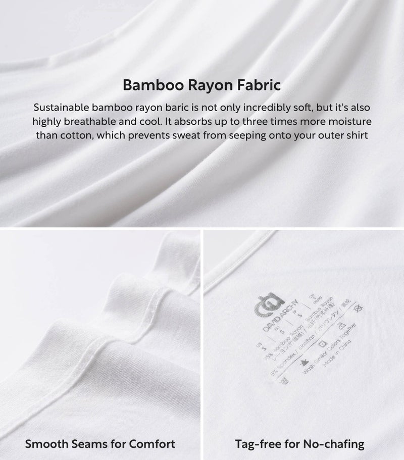 DAVID ARCHY Men's Tank Top Bamboo Rayon Undershirts Tank Shirt Moisture-Wicking A-Shirt for Men, 3-Pack (M, Black/White/Light Gray) - Image 5