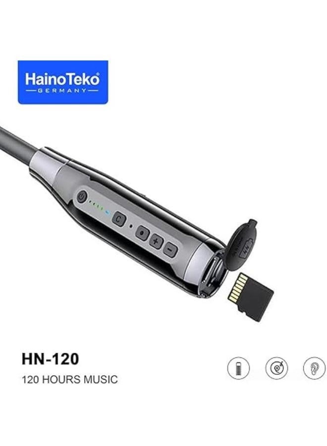 Haino Teko Haino Teko HN120 Bluetooth Neck Band 120 Hours Music With High Bass Sound Quality Super Clear Mic and Support TF Card Black - Image 2