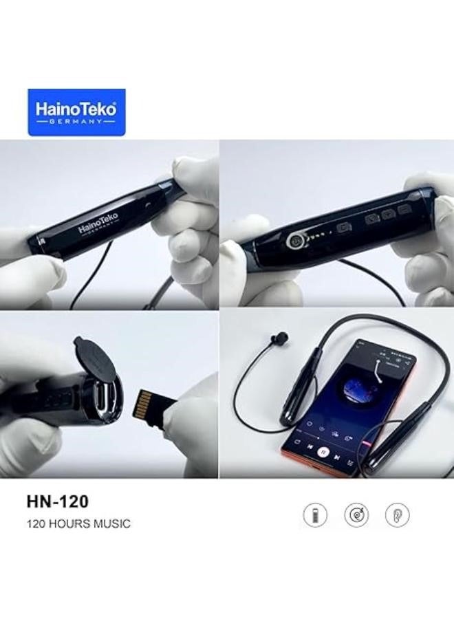 Haino Teko Haino Teko HN120 Bluetooth Neck Band 120 Hours Music With High Bass Sound Quality Super Clear Mic and Support TF Card Black - Image 4