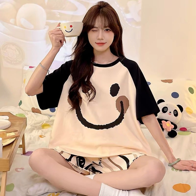 2026 New Style Pajamas for Women Summer Thin Short-Sleeved Cartoon Sweet Loose Plus Size 100kg Home Wear Set - Image 4