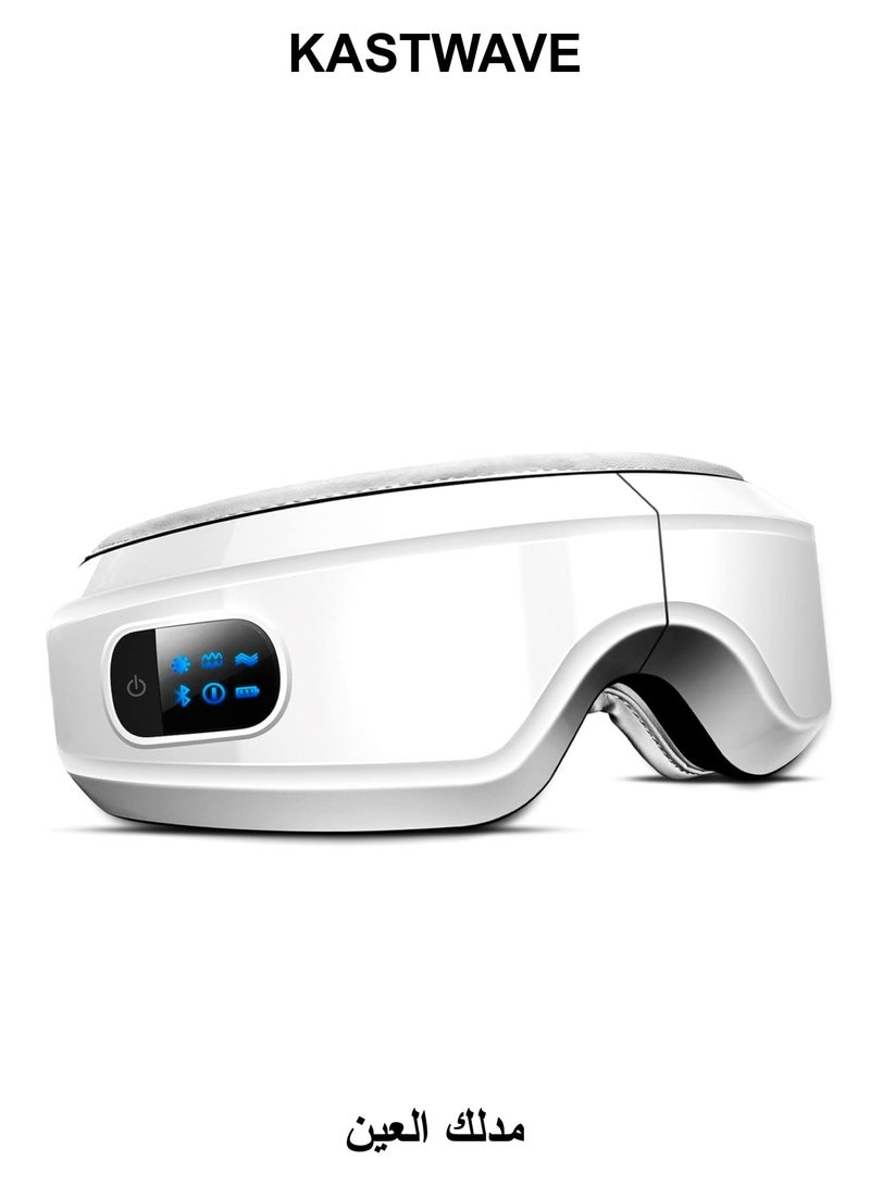 KASTWAVE Eye Massager with Heat and Vibration, Hot Compress Eye Mask, Bluetooth Music Rechargeable Eye Protector, for Relax and Reduce Eye Strain Dark Circles Eye Bags Dry Eye Improve (White) - Image 1