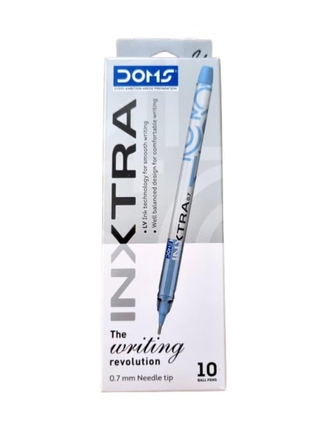 دومس أقلام حبر جاف دومز إن إكسترا 0.7 مم | مقبض ناعم لكتابة مريحة وسلسة | تحتوي على 10 أقلام | أزرق - Image 2