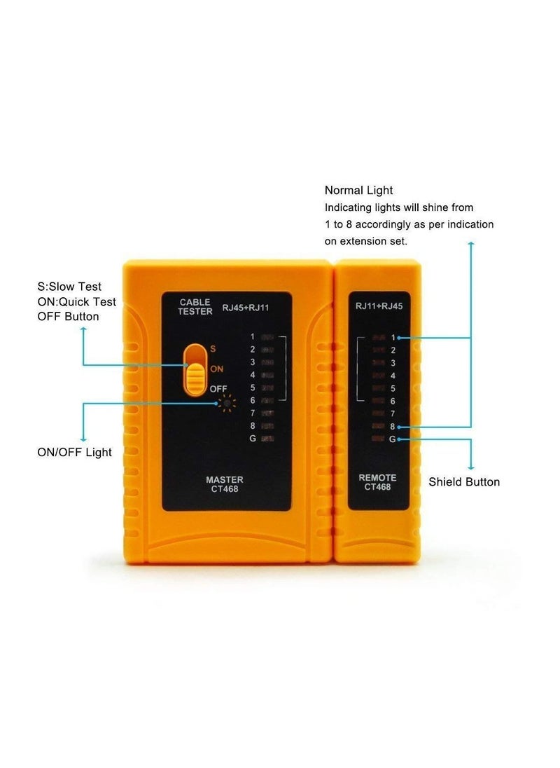 Generic - RJ45 CAT5e CAT6e RJ11 RJ12 Ethernet Network LAN Wire Cable Tester Testing Tool - Image 1