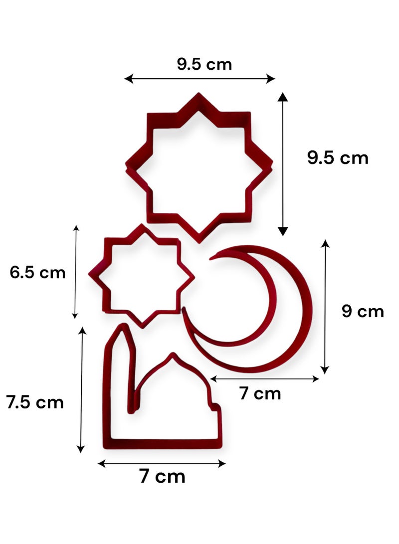 hearth Ramadan or Eid Cookie Cutters Set, 4 Pcs 3D Islamic Ramadan Cookie Cutters. - Image 1