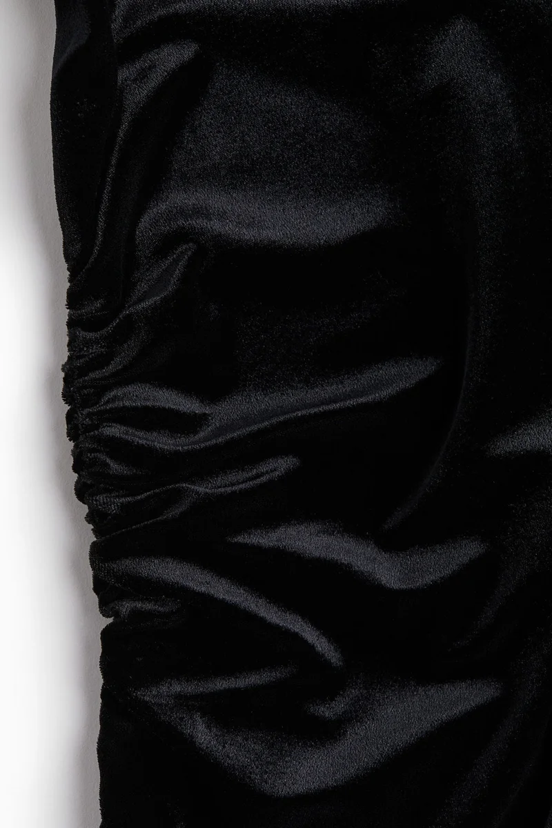 H&M One-Shoulder Velour Dress