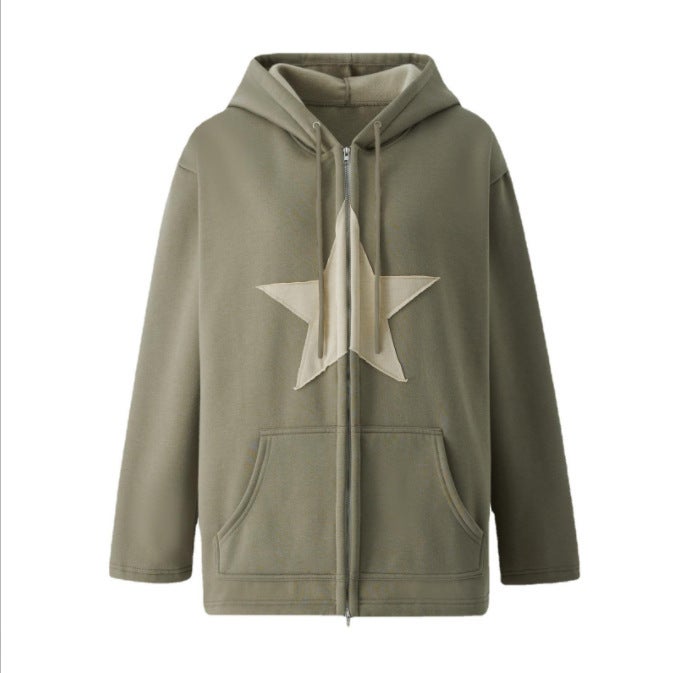Amazon Cross-Border New Product 2024 Zipper Hooded Sweatshirt for Men and Women European and American Los Angeles California Jacket Trendy Brown - Image 2