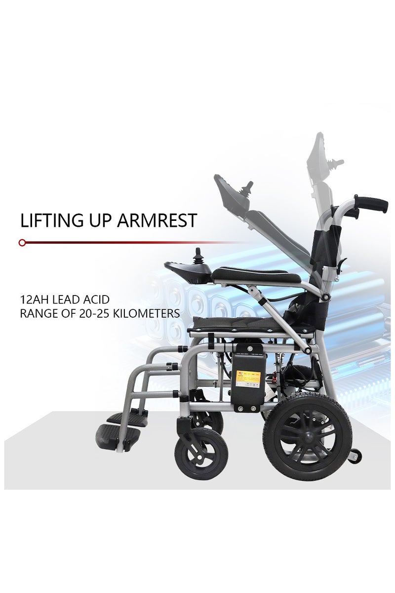 Generic Electric Wheelchair for Adults Intelligent Folding Electric Wheelchair All-Terrain Powerful Dual Motor Electric Wheelchair - Load 100kg - Weight 28kg - Image 4