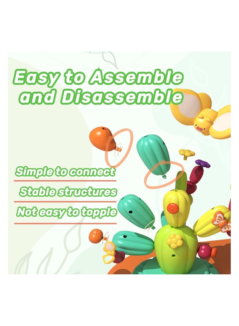 SYOSI Rainbow Stack Cactus Toy, 59 PCS Balance Cactus Toy, Rainbow Stack Toy Trees, Educational Building and Stacking Toys Preschool Games Montessori Toys for Toddlers 3+, Toddler Learning Toys - Image 5