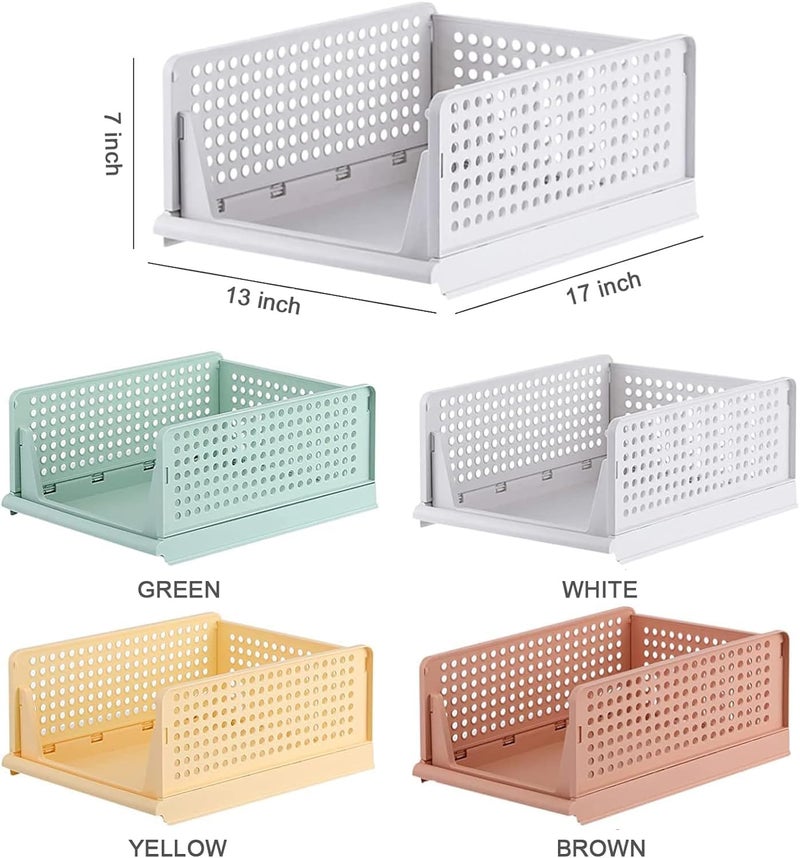 Lamok Stackable Wardrobe Organizer for Clothes - Multipurpose Foldable Plastic Closet Storage Organizer for Kitchen, Bedroom, Bathroom (Pack of 8, Multicolor) - Image 3