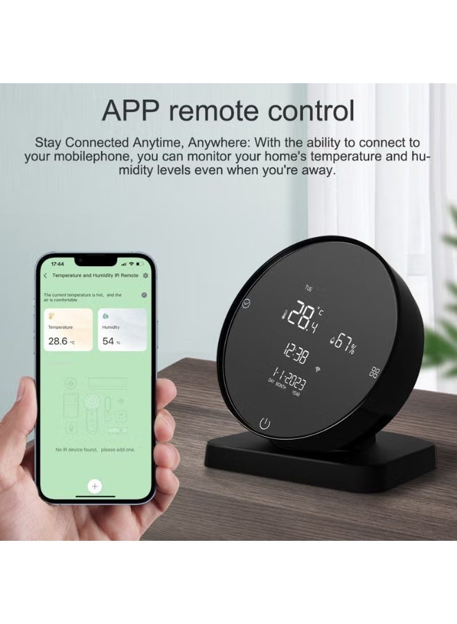 BlueFire WiFi Smart IR Remote Control with Digital Temperature & Humidity Sensor LCD Display | Tuya Smart Life App | Universal Infrared Remote for 5000+ Devices | Works with Alexa, Google Home & Yandex Alice | Indoor Hygrometer Thermometer Monitor | Timer, Alarm, Stopwatch, Smart Automation for AC, TV, Fan, Home & Office - Image 2