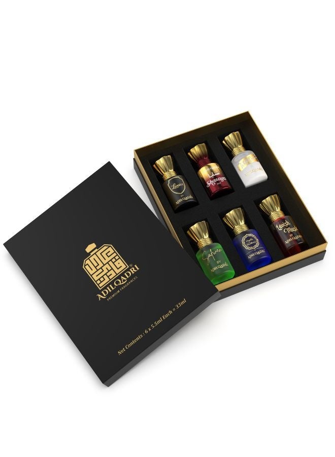 ADILQADRI Adilqadri Assorted Luxury Non Alcoholic Roll-On Attar Perfume Collection for Men & Women Long-Lasting Fragrance Set Gift Hamper for Him & Her Ideal for Special Occasions 6 Bottles of 5.5ml Each  - Image 2