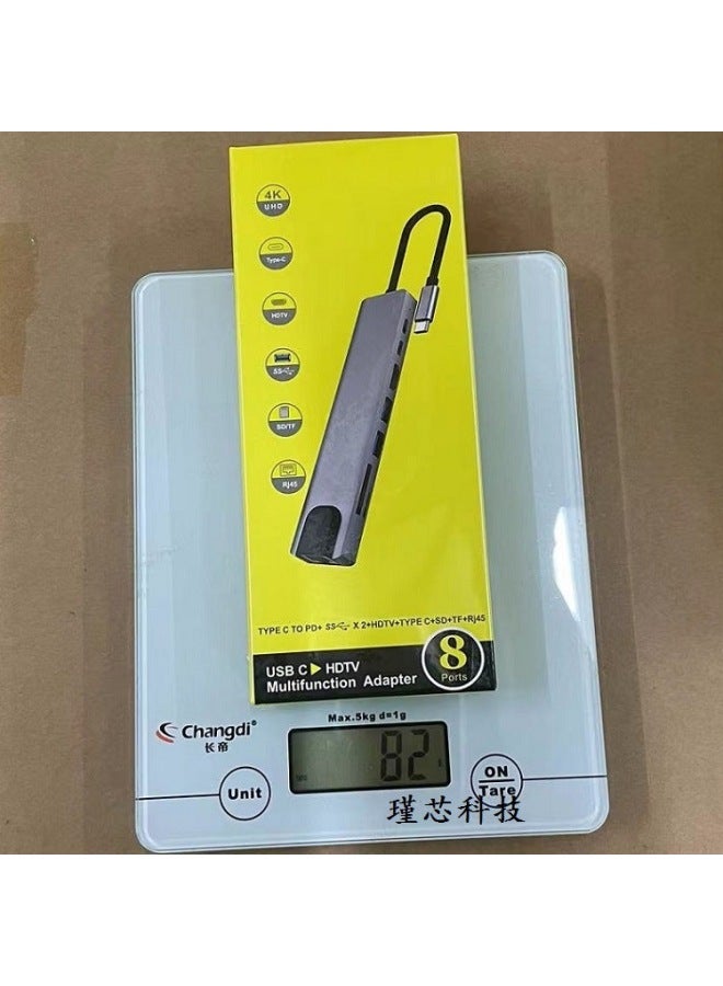 Neutral Type-c To Hdmi Network Card Multi-function Intelligent Docking Station 8 In 1 Docking Station Fast Charging For Notebook Tablet - Image 1