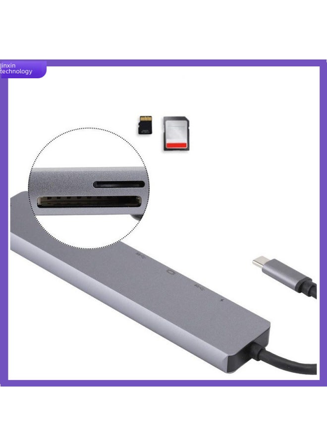 Neutral Type-c To Hdmi Network Card Multi-function Intelligent Docking Station 8 In 1 Docking Station Fast Charging For Notebook Tablet - Image 4