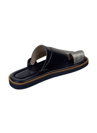 Navy and silver crocodile-embossed leather arabic sandals - pzsku/Z0041ADF4E9442C7DA744Z/45/_/1734691246/60e51a8b-0446-424b-893d-1d55bb9073a7