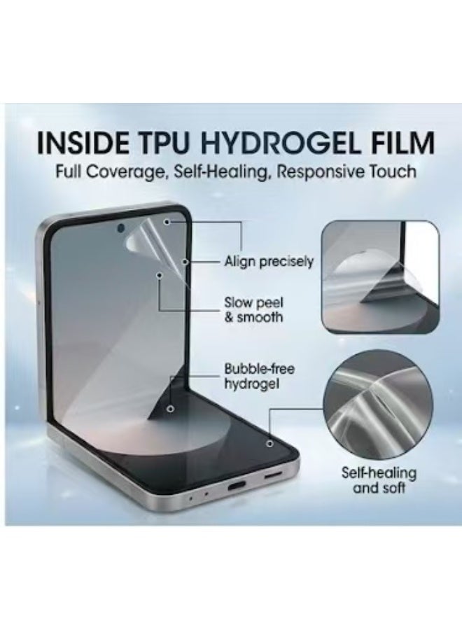 Captaintech Samsung Galaxy Z Flip 7 Screen Protector Set: Flexible TPU Hydrogel Inner Film & High Definition Front/Back Guard, Scratch-Resistant, Case Friendly, Full Body Protection - Image 2