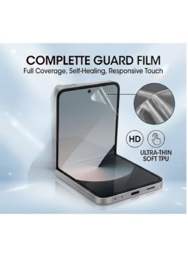 Captaintech Samsung Galaxy Z Flip 7 Screen Protector Set: Flexible TPU Hydrogel Inner Film & High Definition Front/Back Guard, Scratch-Resistant, Case Friendly, Full Body Protection - Image 3