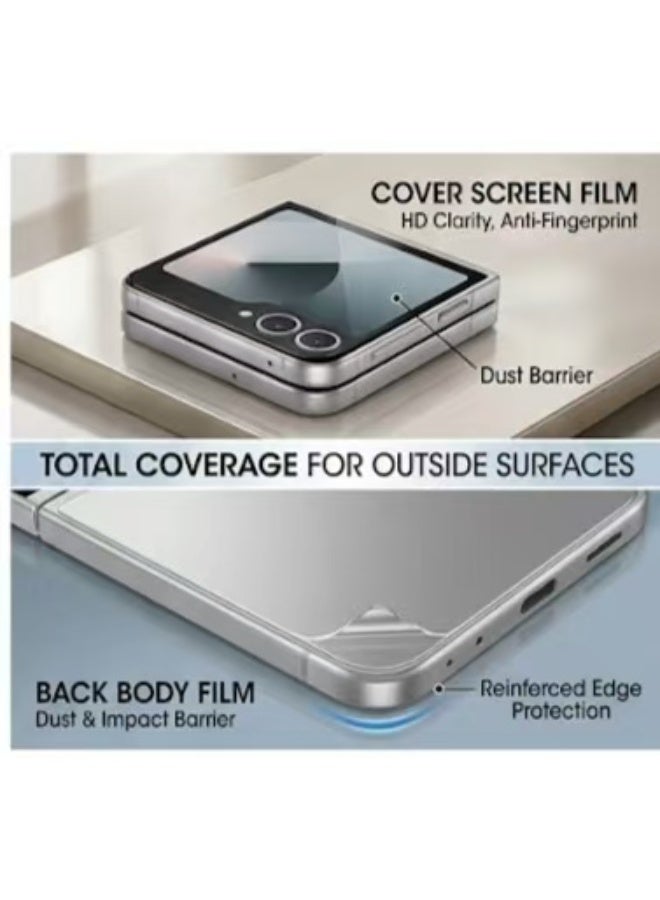 Captaintech Samsung Galaxy Z Flip 7 Screen Protector Set: Flexible TPU Hydrogel Inner Film & High Definition Front/Back Guard, Scratch-Resistant, Case Friendly, Full Body Protection - Image 5