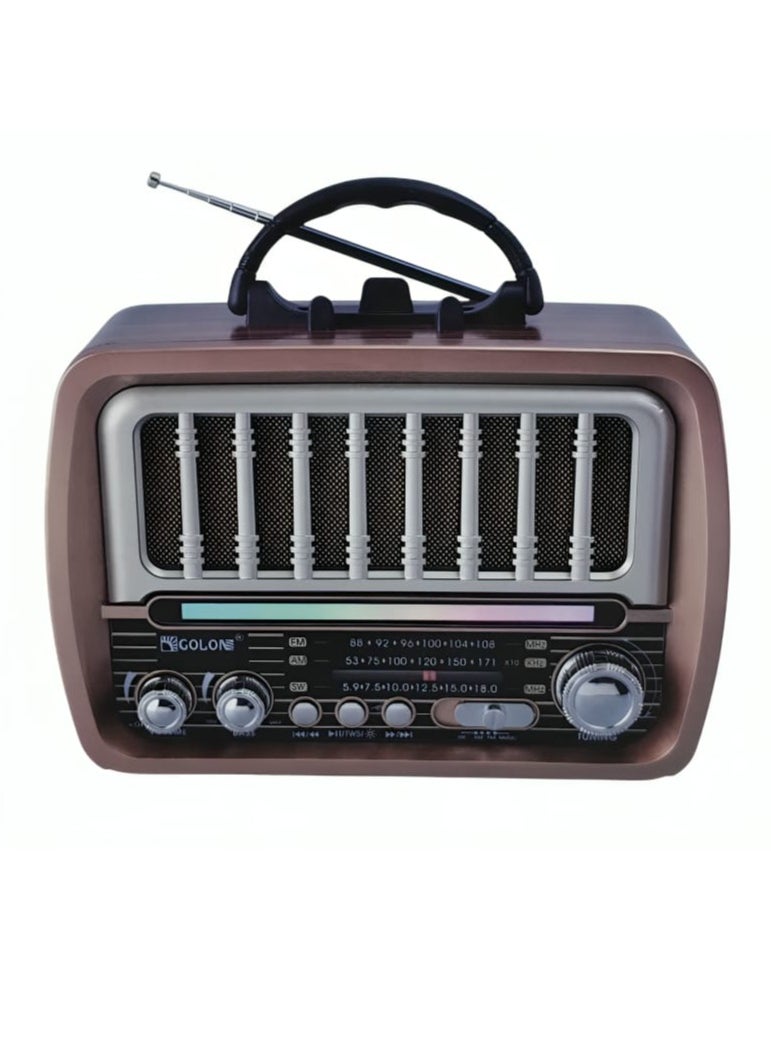 FM Radio RX-075D Bluetooth Speaker with USB and TF Music Player with Disco Light Mode Radio Classic FM Rechargeable