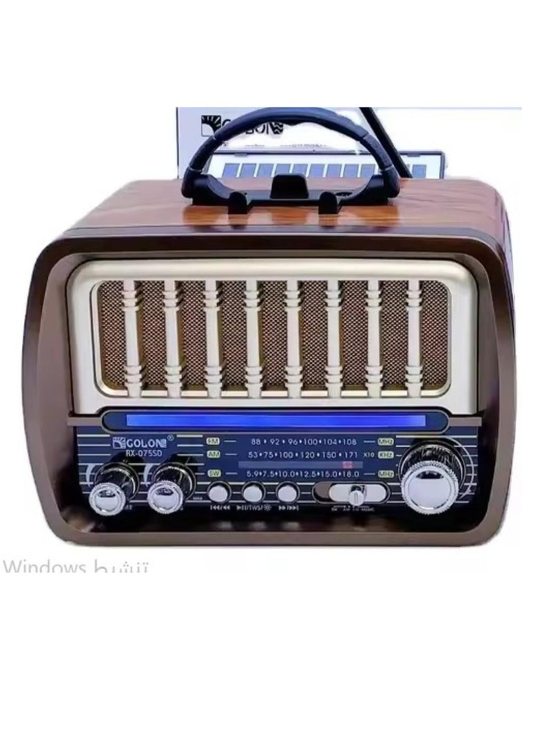 FM Radio RX-075D Bluetooth Speaker with USB and TF Music Player with Disco Light Mode Radio Classic FM Rechargeable