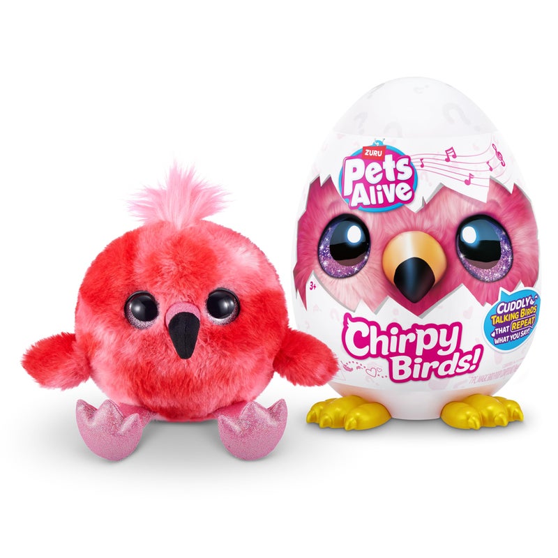 Pets Alive Chirpy Birds Flamingo by ZURU Electronic Pet That Speaks Giant Surprise Egg Stickers Comb Fluffy Clay Bird Animal Plush for Girls - Image 2