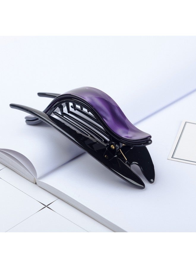 Prettyou Handmade Celluloid French Design Tortoise Shell Barrettes Side-Slide Opening Duck Luxury Fashion Accessories Hair Clip Claw For Women (B) - Image 2