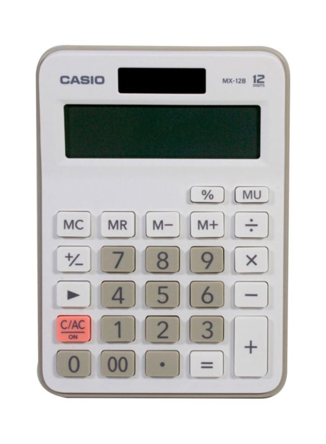 Casio MX-12B-WE Digital Mini Desktop Calculator - White - Image 1